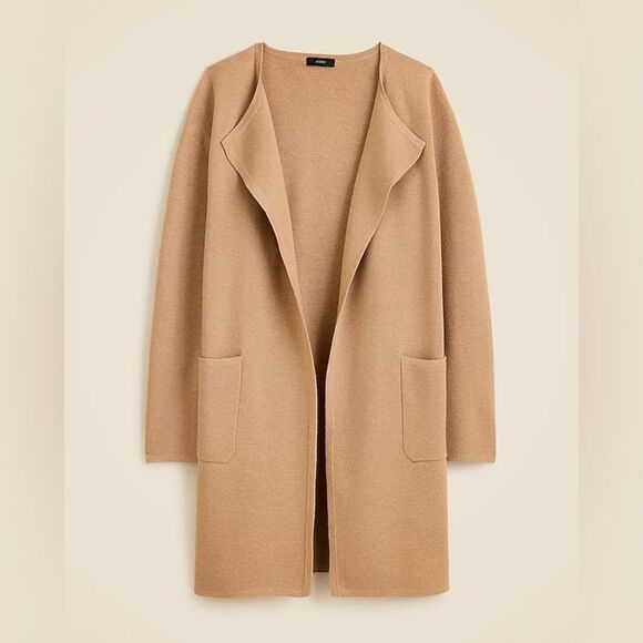 NWT J CREW Juliette collarless sweater-blazer in Hthr Khaki - Picture 5 of 9